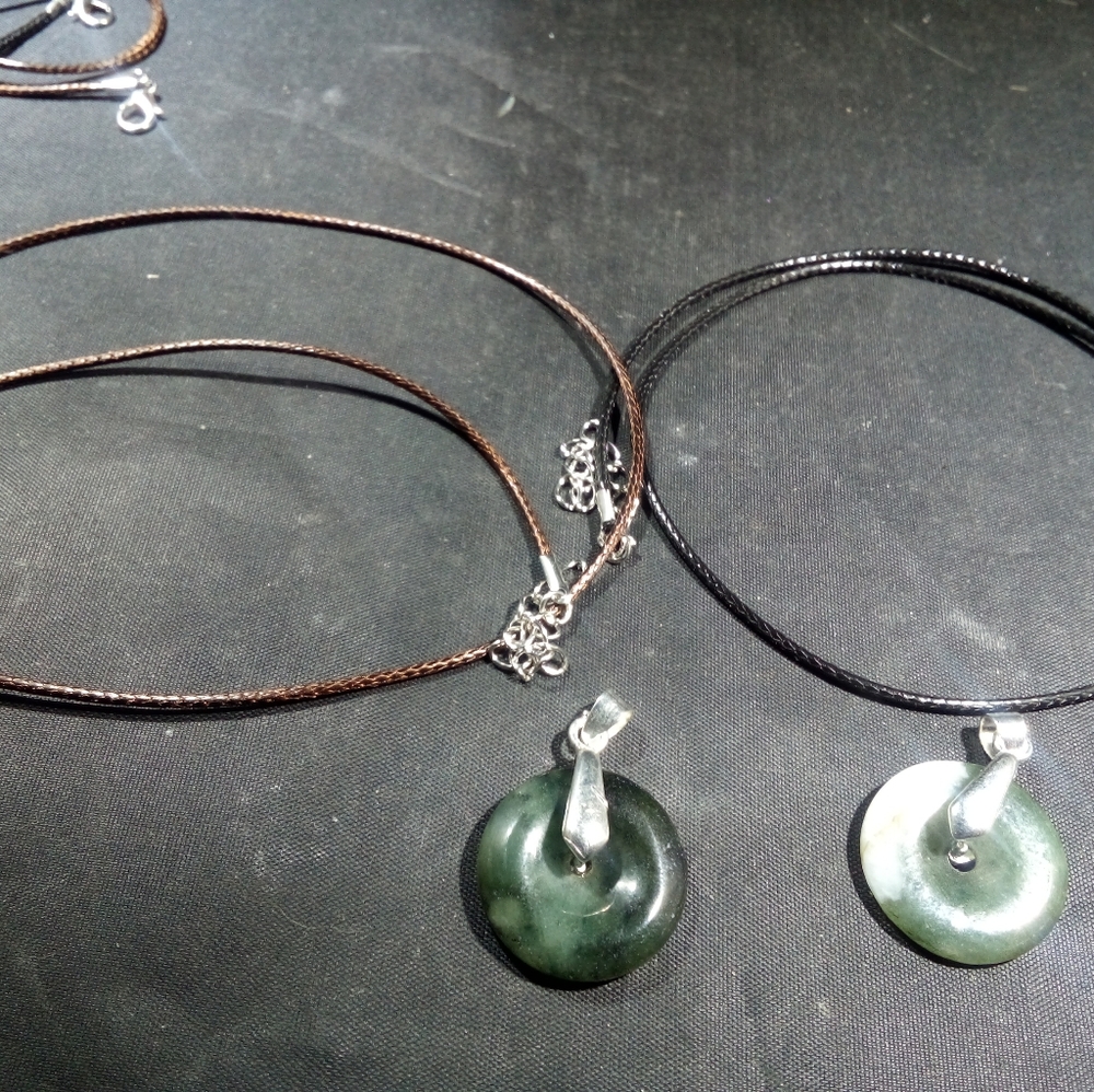 Jade jadite necklace pendant lot Japanese